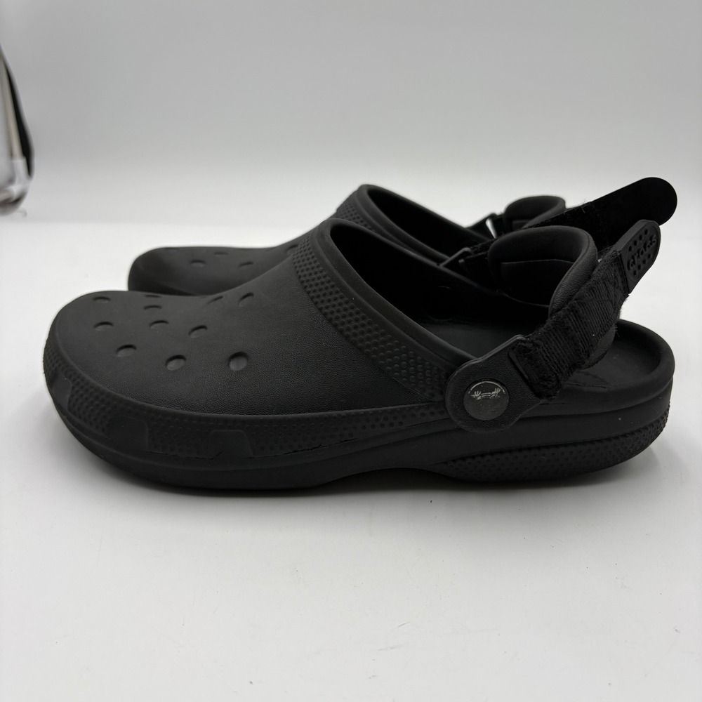 Crocs Classic All-Terrain Clog Mens 9 Women 7 Black Adjustable Strap Rugged Shoe